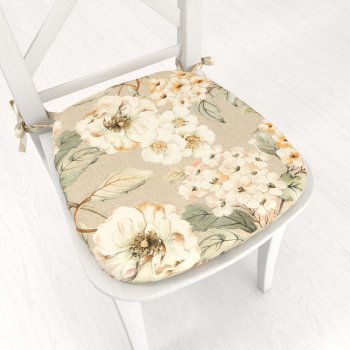 Oblý podsedák PML-106 Malované květy na béžovém - 39x37x3 cm - Biante.cz Oblý podsedák PML-106 Malované květy na béžovém - 39x37x3 cm - Biante.cz
