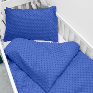 Dětské povlečení do postýlky Minky 3D puntíky MKP-001 Modré - Biante.cz
