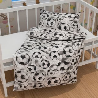 Detské bavlnené posteľné obliečky do postieľky Sandra SA-776 Čierno-sivé futbalové lopty - detail 1 - Biante.sk Detské bavlnené posteľné obliečky do postieľky Sandra SA-776 Čierno-sivé futbalové lopty - detail 1 - Biante.sk