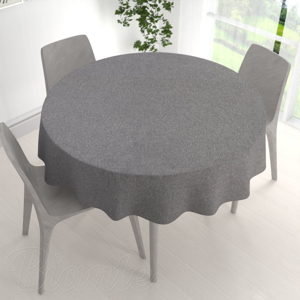 Velký dekorační kulatý ubrus BKT-551 Šedý režný - detail 1 - Biante.cz