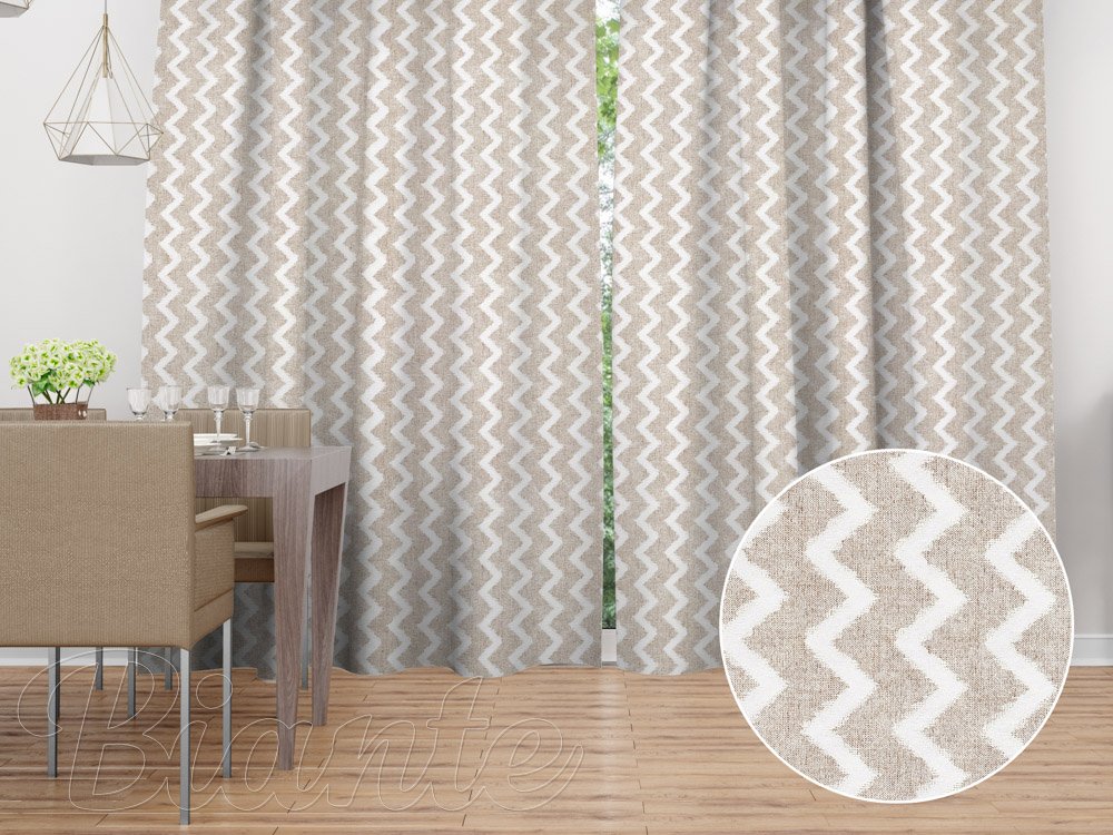 Dekorační závěs na míru Porto PRT-006 Režný cik-cak - Biante.cz