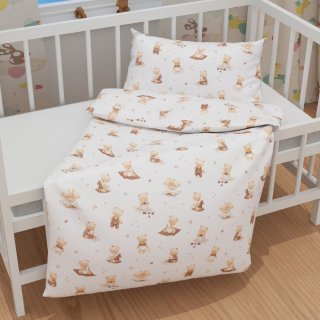 Dětské bavlněné povlečení do postýlky Sandra SA-732 Medvědí miminka na bílém - detail 1 - Biante.cz