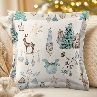 Bavlnená obliečka na vankúš s lemom Sandra SA-662 Modro-zeleno-hnedý vianočný vzor - Biante.sk Bavlnená obliečka na vankúš s lemom Sandra SA-662 Modro-zeleno-hnedý vianočný vzor - Biante.sk