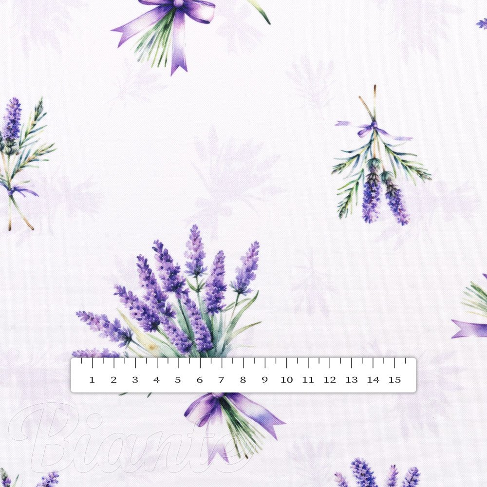 Teflonová látka na ubrusy TF-128 Snítky levandulí na bílém - šířka 155 cm - detail 7 - Biante.cz