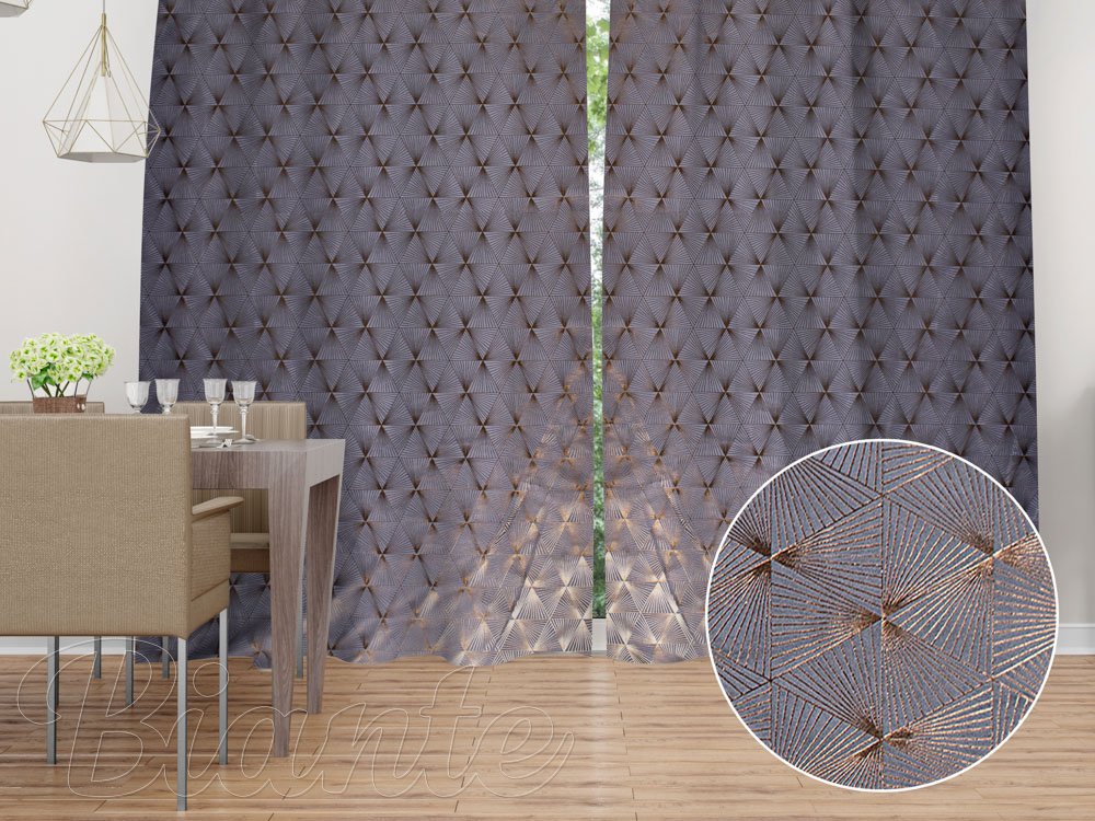 Sametový závěs Isabela IBL-003 Rose Gold trojúhelníky na šedém - šířka 270 cm - Biante.cz Sametový závěs Isabela IBL-003 Rose Gold trojúhelníky na šedém - šířka 270 cm - Biante.cz
