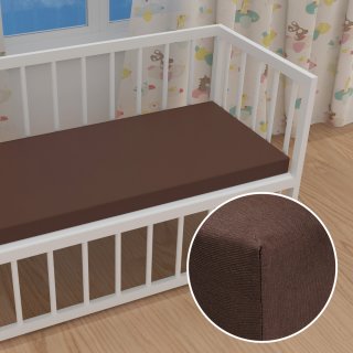 Dětské jersey napínací prostěradlo do postýlky JR-026 Čokoládově hnědé - Biante.cz