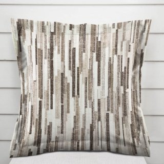 Dekorační povlak na polštář s lemem Leona LN-176 Hnědo-béžové proužky - Biante.cz