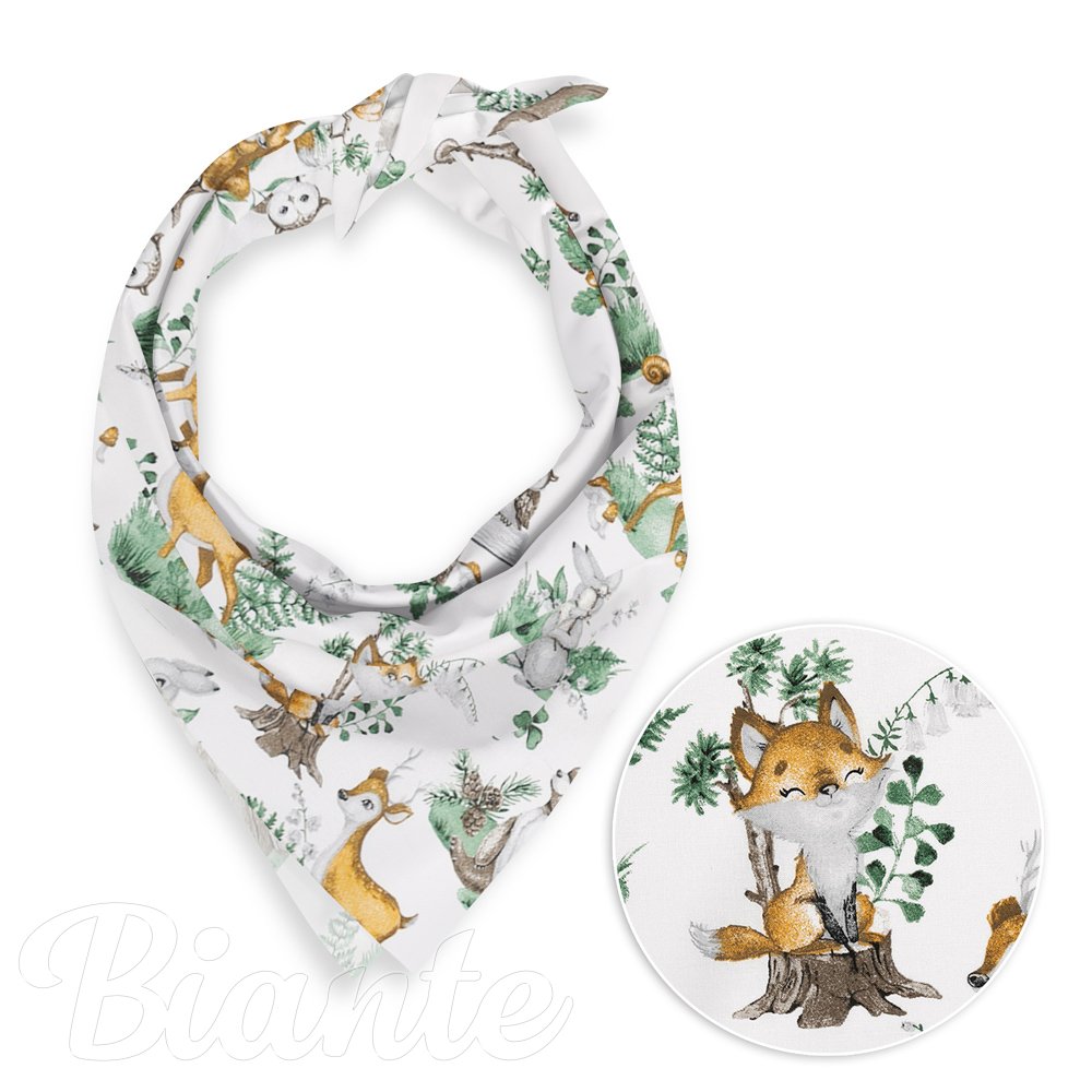 Dětský bavlněný šátek Sandra SA-459 Lesní zvířátka na bílém - Biante.cz