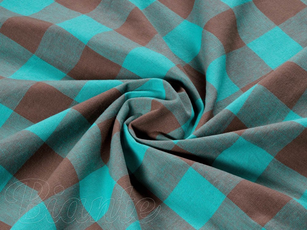 Bavlněná látka Olivia OL-018 Tyrkysovo-hnědá kostka velká - šířka 150 cm - detail 1 - Biante.cz Bavlněná látka Olivia OL-018 Tyrkysovo-hnědá kostka velká - šířka 150 cm - detail 1 - Biante.cz