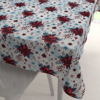 Saténový obdĺžnikový obrus LUP-506 Vianočné hviezdy na ľadovo modrom - Biante.sk