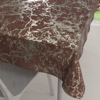 Sametový obdélníkový ubrus Isabela IBL-014 Zlatý mramor na červenohnědém - Biante.cz