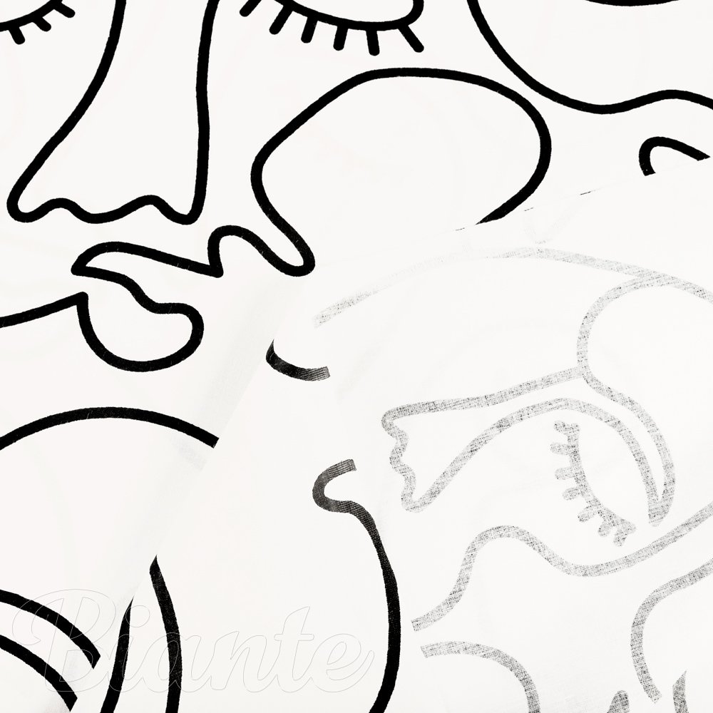 Bavlněná látka/plátno Sandra SA-570 Abstraktní tváře na bílém - šířka 160 cm - detail 4 - Biante.cz