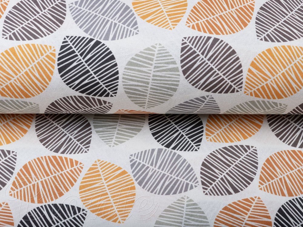 Dekorační látka Leona LN-136 Hnědé a oranžové lístky - šířka 140 cm - detail 2 - Biante.cz Dekorační látka Leona LN-136 Hnědé a oranžové lístky - šířka 140 cm - detail 2 - Biante.cz