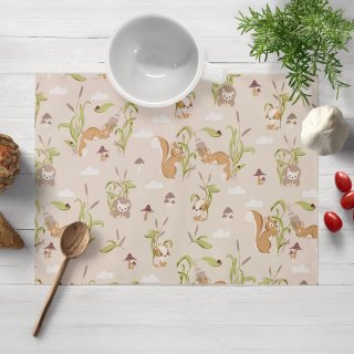 Detské bavlnené prestieranie na stôl Sandra SA-695 Veveričky a ježkovia na svetlo béžovom - Biante.sk Detské bavlnené prestieranie na stôl Sandra SA-695 Veveričky a ježkovia na svetlo béžovom - Biante.sk