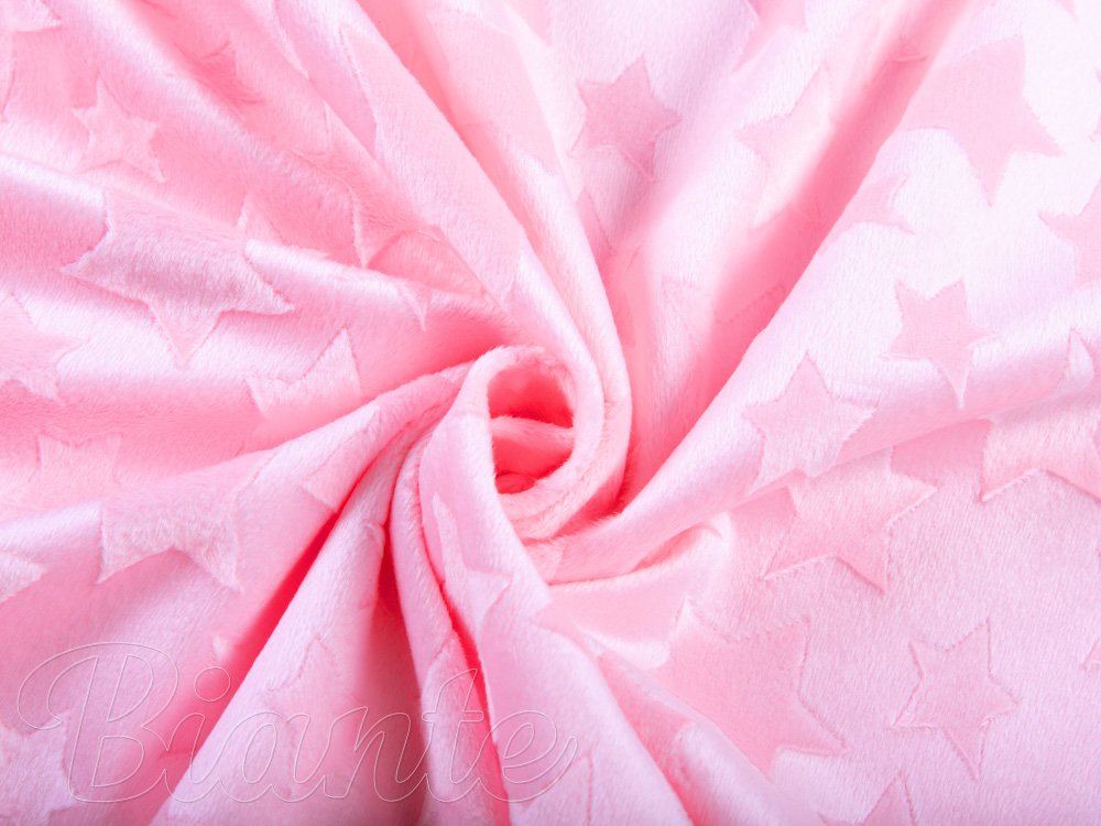 Dětská látka Minky hladká MKH-005 Hvězdičky - Světle růžová - šířka 150 cm - detail 1 - Biante.cz Dětská látka Minky hladká MKH-005 Hvězdičky - Světle růžová - šířka 150 cm - detail 1 - Biante.cz