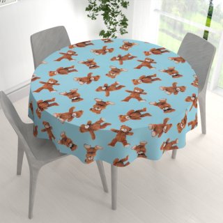 Dětský bavlněný kulatý ubrus Sandra SA-724 Plyšoví medvídci na modrém - detail 1 - Biante.cz