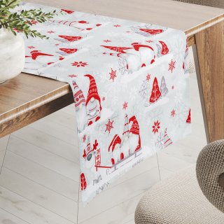 Vánoční bavlněný běhoun na stůl Sandra SA-133 Červení skřítci na světle šedém - Biante.cz Vánoční bavlněný běhoun na stůl Sandra SA-133 Červení skřítci na světle šedém - Biante.cz