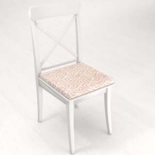 Zamatový štvorcový podsedák Tamara TMR-029 Ružovobéžové hexagony s čiernym žíhaním - 38x38x3 cm - detail 1 - Biante.sk