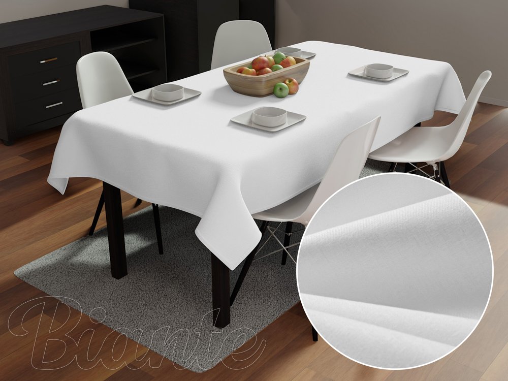 Velký bavlněný obdélníkový ubrus MONI MO-039 Bílý - Biante.cz