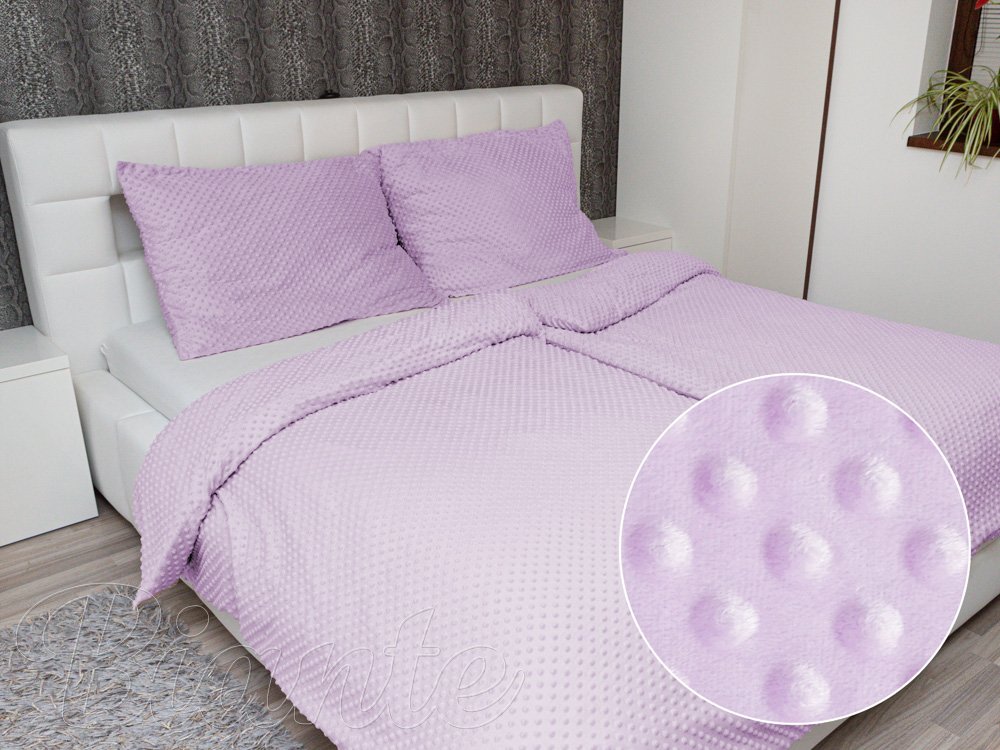 Hřejivé ložní povlečení Minky 3D puntíky MKP-002 Fialové lila - Biante.cz
