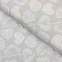 Dekorační látka PML-071 Srdce s ornamenty na šedém - šířka 150 cm - Biante.cz