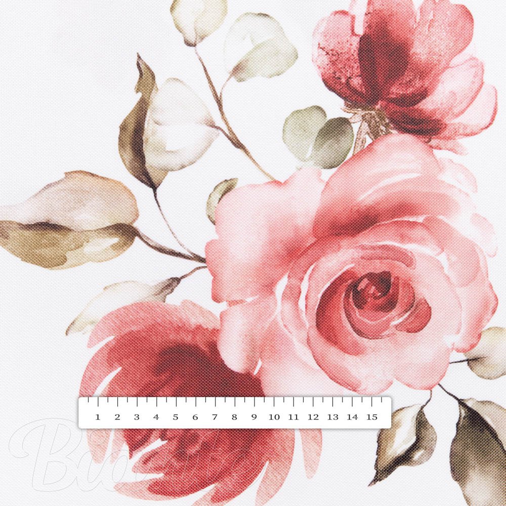 Teflonová látka na ubrusy TF-023 Červené růže na bílém - šířka 145 cm - detail 6 - Biante.cz