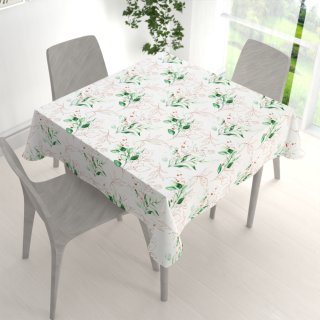 Bavlněný čtvercový ubrus Sandra SA-706 Zeleno-hnědé větvičky s lístky na bílém - detail 1 - Biante.cz Bavlněný čtvercový ubrus Sandra SA-706 Zeleno-hnědé větvičky s lístky na bílém - detail 1 - Biante.cz