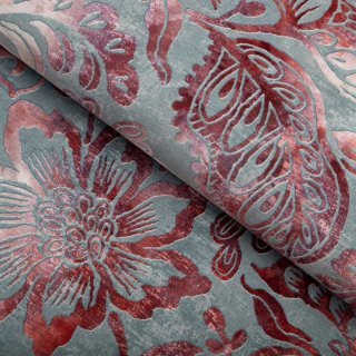 Zamatová látka Tamara TMR-054 Abstraktné vínové kvety na sivozelenom - šírka 150 cm - Biante.sk