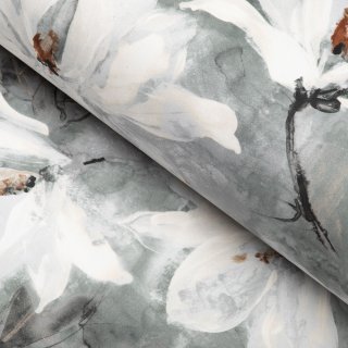Sametová látka Tamara TMR-016 Designové květiny na šedozeleném - šířka 150 cm - Biante.sk