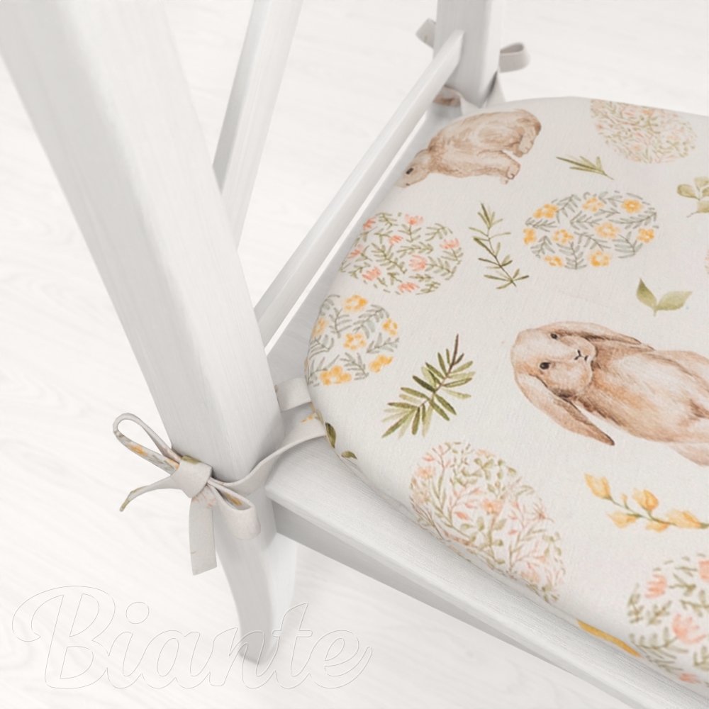 Oblý podsedák Leona LN-177 Velikonoční zvířátka a kraslice na bílém - 39x37x3 cm - detail 1 - Biante.cz