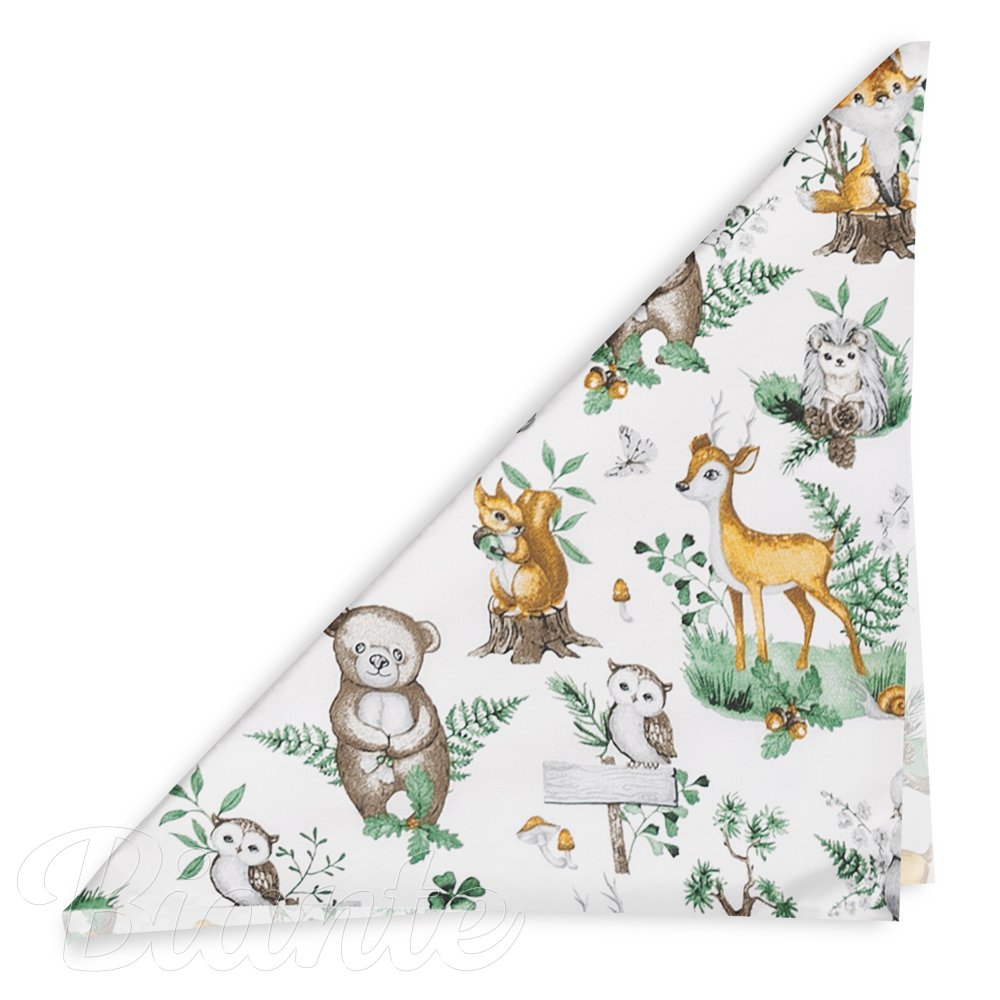 Dětský bavlněný šátek Sandra SA-459 Lesní zvířátka na bílém - detail 1 - Biante.cz