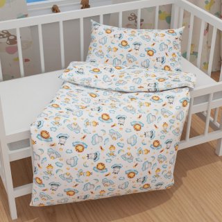 Dětské bavlněné povlečení do postýlky Sandra SA-693 Africká zvířátka na modrých obláčcích na bílém - detail 1 - Biante.cz Dětské bavlněné povlečení do postýlky Sandra SA-693 Africká zvířátka na modrých obláčcích na bílém - detail 1 - Biante.cz