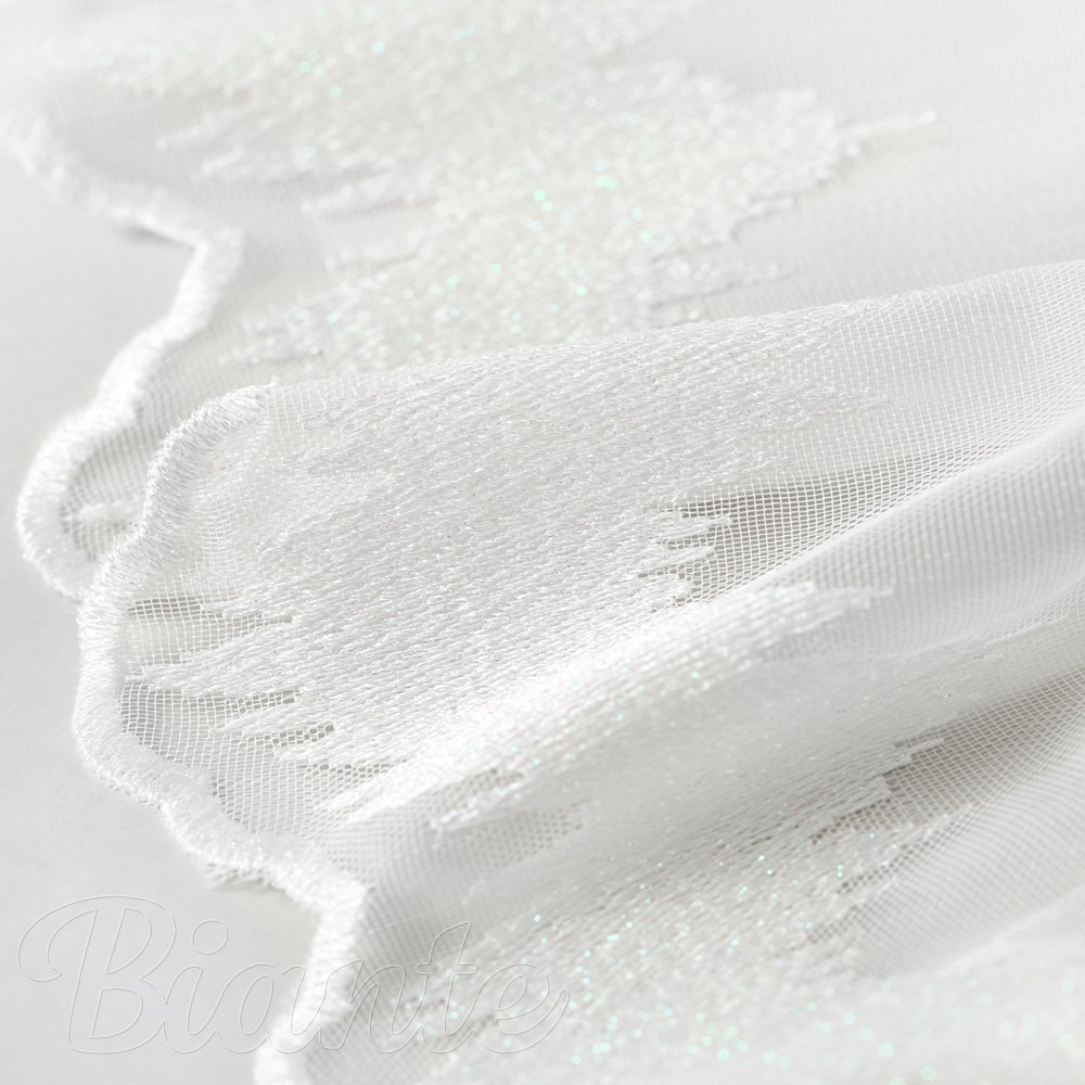 Světle smetanová záclona s perleťově vytkávanou bordurou cikcak do obloučků ZAC-025 výška 295 cm