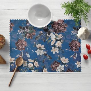 Teflonové prostírání na stůl TF-061 Květiny na modrém - Biante.cz