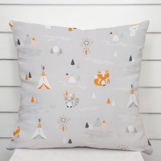 Detská bavlnená obliečka na vankúš Sandra SA-699 Oranžové zvieratká Indiáni na sivom - Biante.sk Detská bavlnená obliečka na vankúš Sandra SA-699 Oranžové zvieratká Indiáni na sivom - Biante.sk