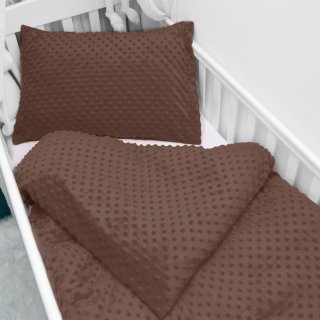 Dětské povlečení do postýlky Minky TOP 3D puntíky MKP-052 Čokoládově hnědé - Biante.cz Dětské povlečení do postýlky Minky TOP 3D puntíky MKP-052 Čokoládově hnědé - Biante.cz