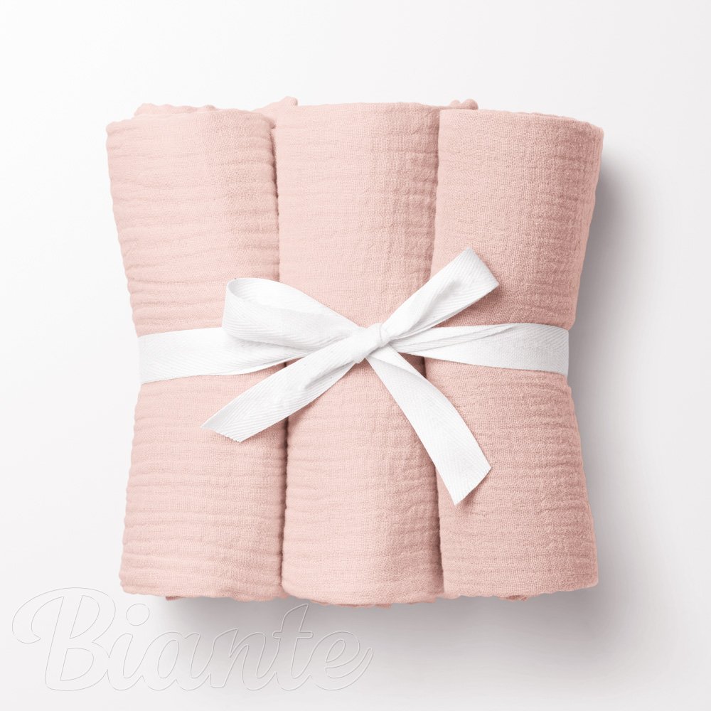 Mušelínová plena/dečka Nature MSN-077 Bledě růžová - ZVÝHODNĚNÁ SADA 3 KS - Biante.cz