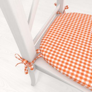 Oblý podsedák Rebeka RE-006 Oranžovo-biela kocka malá - 39x37x3 cm - detail 1 - Biante.sk