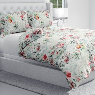 Bavlněné ložní povlečení Sandra SA-415 Květiny na mintovém hexagonu - detail 1 - Biante.cz