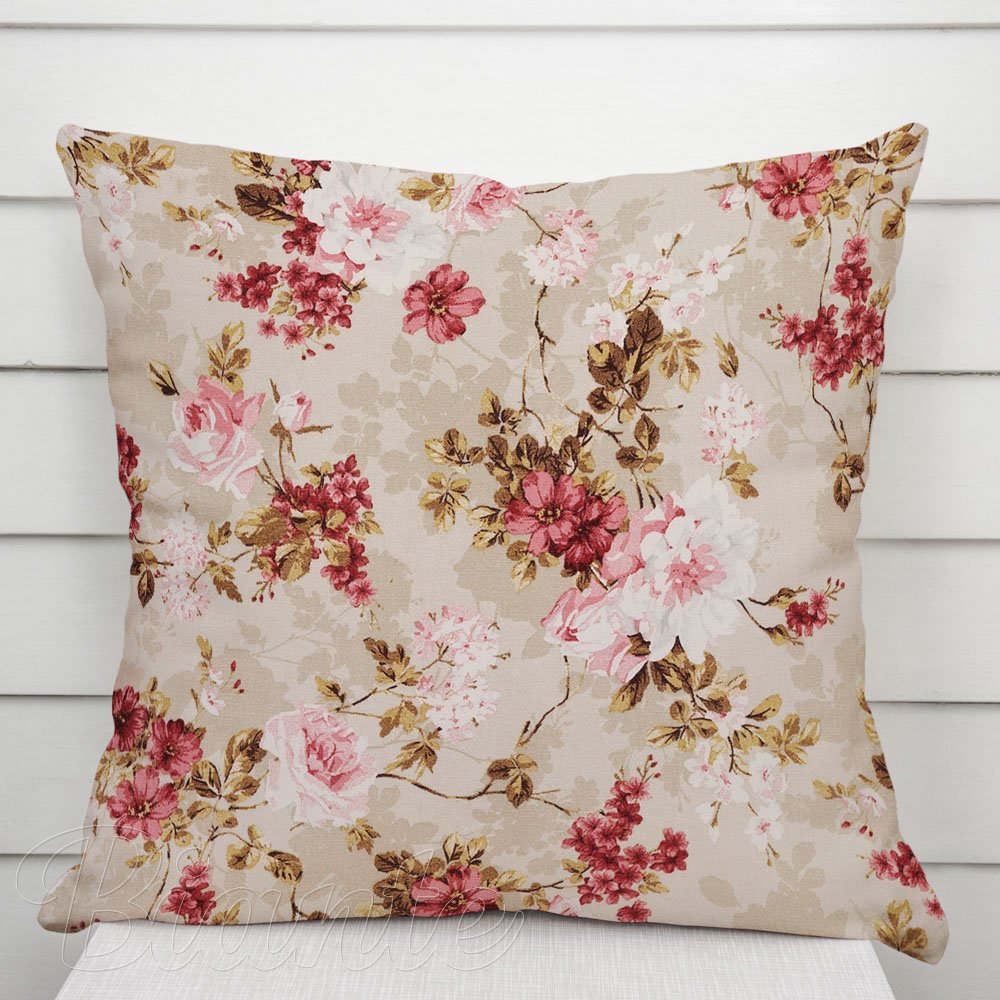 Dekorační povlak na polštář Leona LN-167 Plané růže na béžovém - Biante.cz