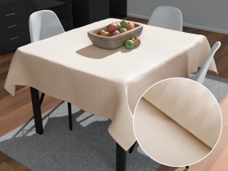 Damaškový štvorcový obrus Atlas Grádl béžové pásiky 2 cm DM-018 - Biante.sk