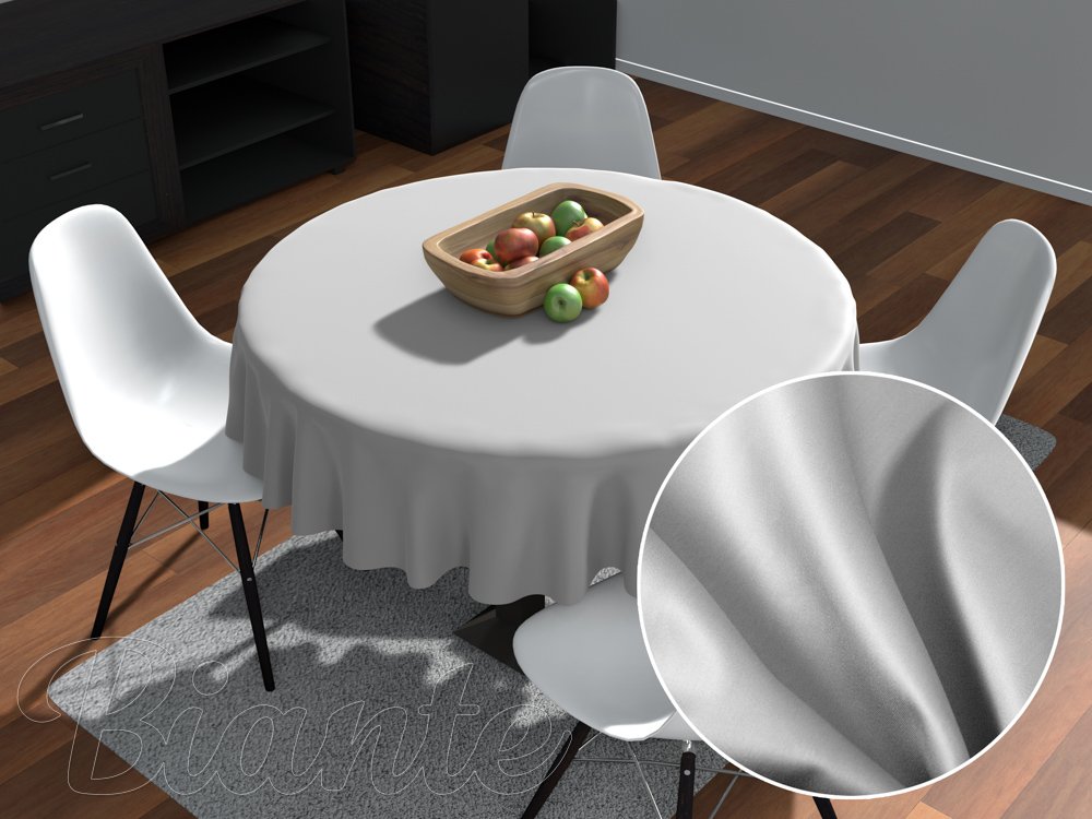 Velký kulatý bavlněný saténový ubrus ST-012 Světle šedý - Biante.cz