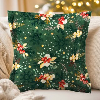 Bavlnená obliečka na vankúš s lemom Sandra SA-713 Vianočné cezmíny na zelenom - Biante.sk Bavlnená obliečka na vankúš s lemom Sandra SA-713 Vianočné cezmíny na zelenom - Biante.sk