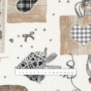 Dekorační látka Porto PRT-014 Hnědo-šedá srdíčka na krémovém - šířka 140 cm - detail 5 - Biante.cz