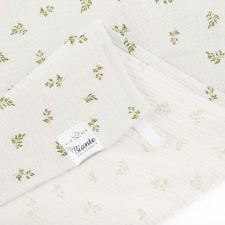 Mušelínová utěrka Nature MSN-081 Zelené větvičky na bílém - sada 3 ks - detail 1 - Biante.cz