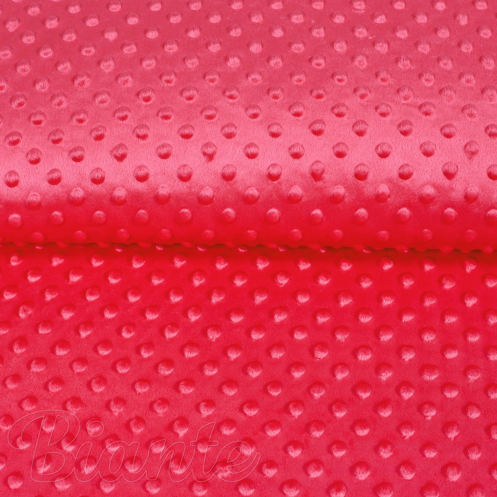 Dětská látka Minky 3D puntíky MKP-019 Jahodová červená - šířka 150 cm - detail 4 - Biante.cz