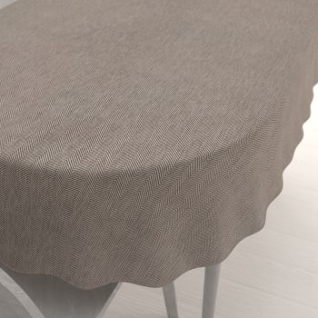 Dekoračný oválny obrus BKM-302 Sivohnedé cik-cak pásiky - Biante.sk