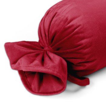 Sametový polštář válec bonbon Velvet Premium SVP-049 Jahodově červený - detail 1 - Biante.cz