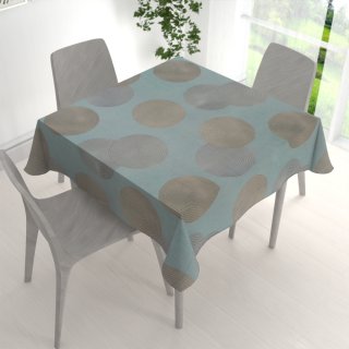 Sametový čtvercový ubrus Tamara TMR-058 Designové kruhy na modrošedém - detail 1 - Biante.cz