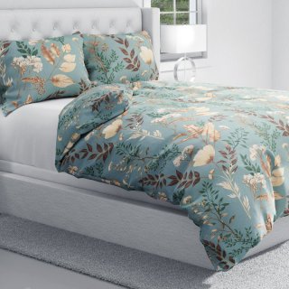 Bavlnené posteľné obliečky Sandra SA-551 Jesenné vetvičky na sivomodrom - detail 1 - Biante.sk